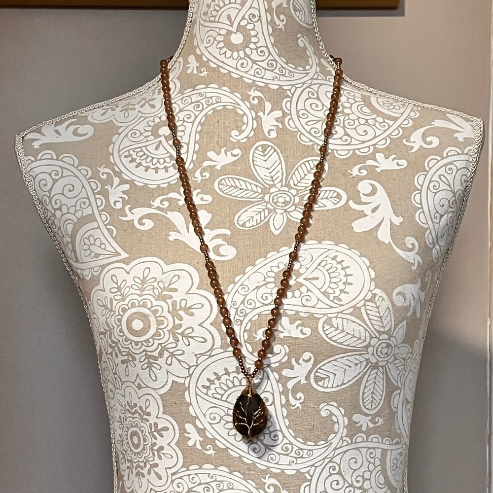 Natural Tigers Eye Glass Bead Necklace